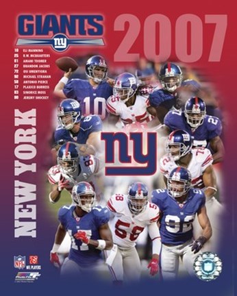 Framed 2007 NY Giants Team Composite Print