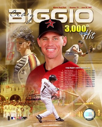 Framed Craig Biggio 3000th Hit / Portrait Plus Print