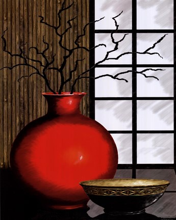 Framed Asian Red I Print