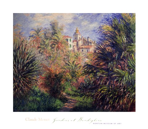 Framed Gardens at Bordighera, 1884 Print