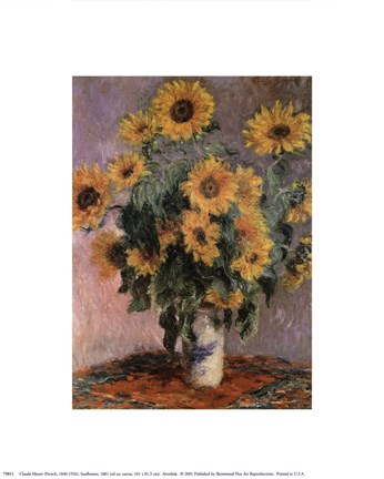 Framed Sunflowers, c.1881 Print
