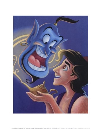 Framed Aladdin and the Genie - The Magic Lamp Print