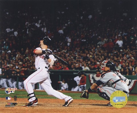 Framed Dustin Pedroia  -'07 ALCS / Game 7 Home Run Print