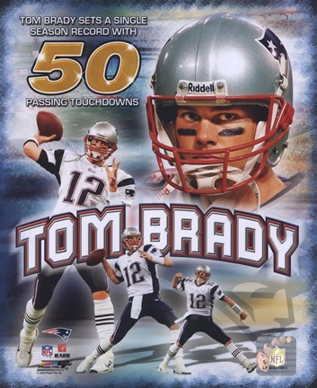 Framed Tom Brady 50 TD&#39;s Portrait Plus Print