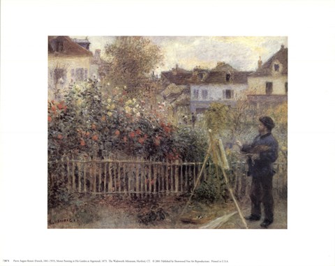 Framed Monet Painting in the Garden at Argenteuil, 1873 Print