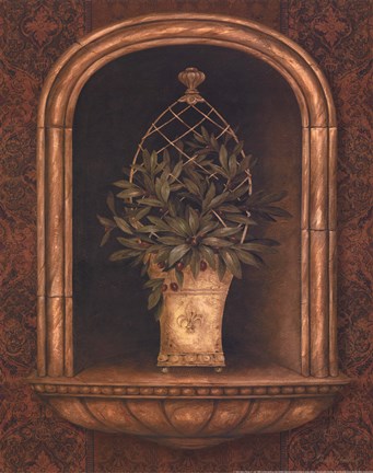 Framed Olive Topiary Niches II - mini Print