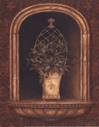 Framed Olive Topiary Niches II - petite Print