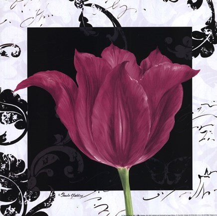Framed Damask Tulip IV Print