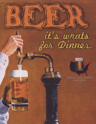 Framed Beer It's What's for Dinner Print
