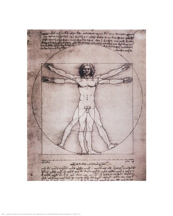 Framed Vitruvian Man, 1492 Print