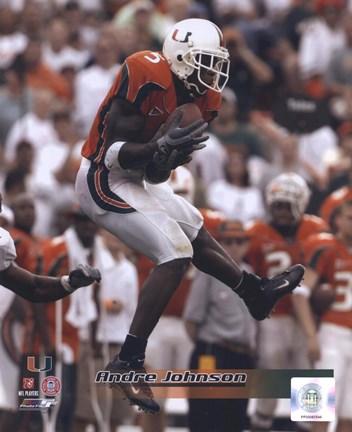 Framed Andre Johnson University of Miami Action Print