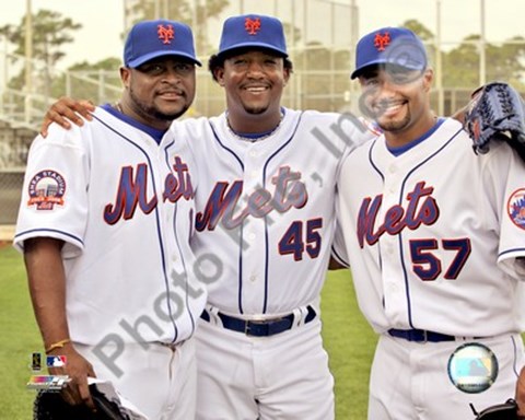 Framed Luis Castillo, Pedro Martinez, Johan Santana 2008 Group Shot Print