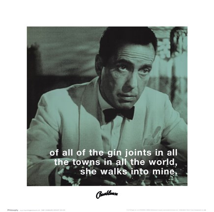 Casablanca Iphilosophy Gin Joint Wall Poster By Unknown At Fulcrumgallery Com