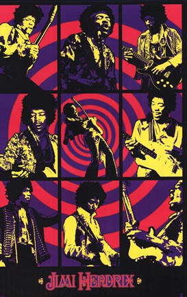 Framed Jimi Hendrix - Purple Haze Montage Print