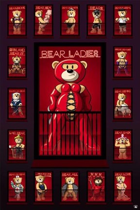 Framed Bad Taste Bears - Red Light Print