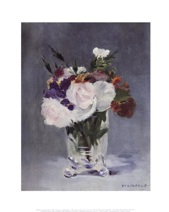 Framed Flowers in a Crystal Vase - white Print