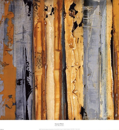 Framed Ochre, Blue Overlay I Print