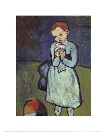 Framed Child with a Dove, 1901 Print