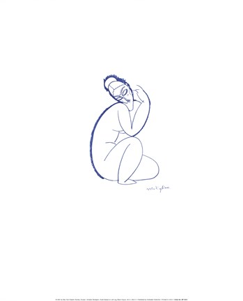 Framed Nude Seated on Left Leg Print