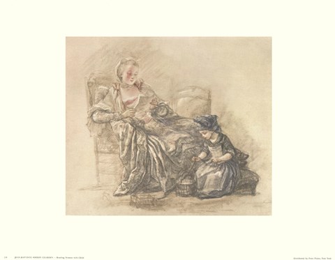 Framed Reading Woman with Child Print