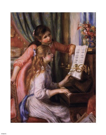 Framed Two Young Girls at the Piano Print