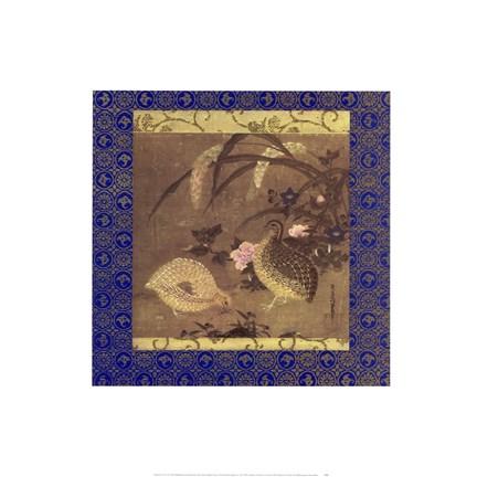 Framed Quails and Flowers Print