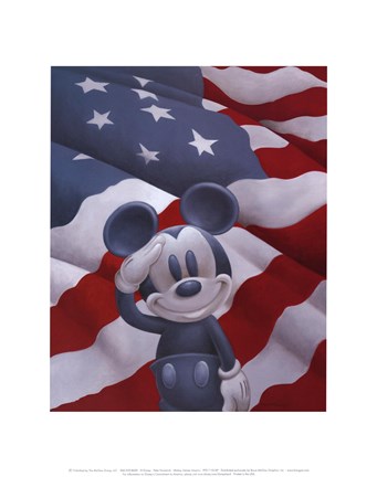 Framed Mickey Salutes America Print