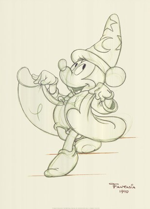 Sorcerer Mickey Fine Art Print by Walt Disney at