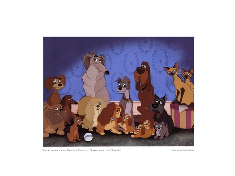 Framed Cast of 'Lady and the Tramp' Print