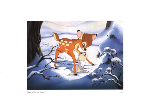 Framed Bambi's Winter Trail Print