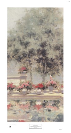 Framed Garden with Pool and Figure Print