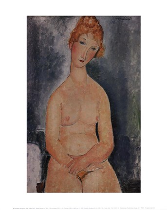 Framed Seated Nude, ca. 1918 Print