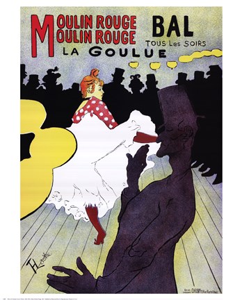 Framed La Goulue at the Moulin Rouge Print