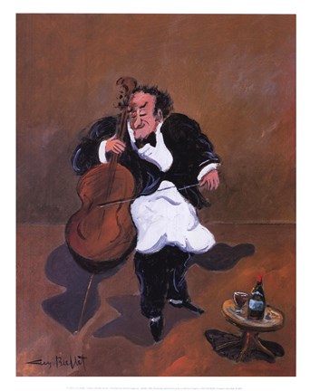 Framed Cellist with Red Wine Print