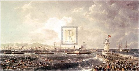 Framed Departure of Queen and Royal Squadron Pm Print