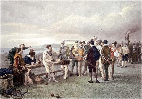 Framed Bowles At Plymouth Hoe Pm Print