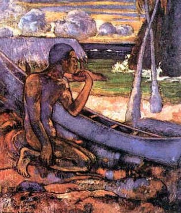 Framed Paul Gauguin - Poor Fisherman Size 24x12 Print
