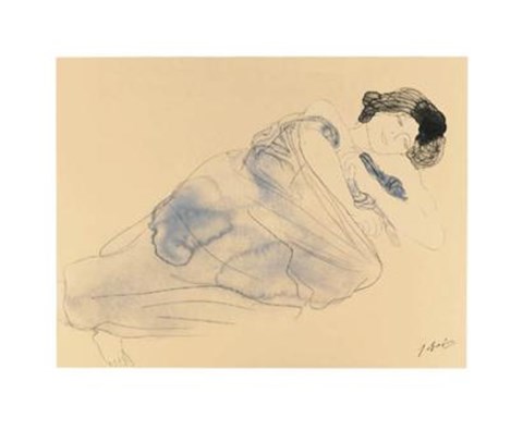 Framed Femme vetue allongee sur flanc (serigraph) Print