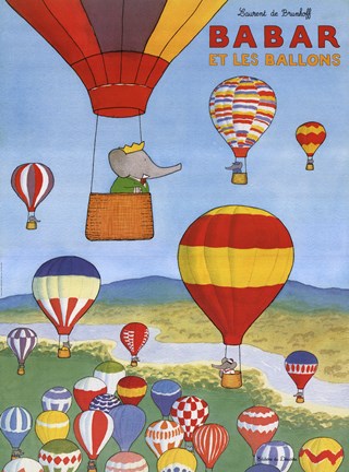 Framed Babar et les Ballons Print