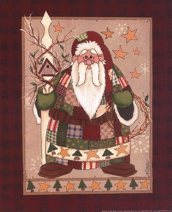 Framed Patchwork Santa Print