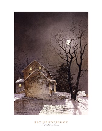 Framed Working Late Print