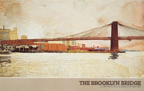 Framed Brooklyn Bridge, Late Afternoon a Print