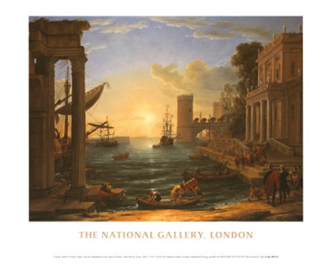 Framed Seaport with Embarkation of the Queen of Sheba Print