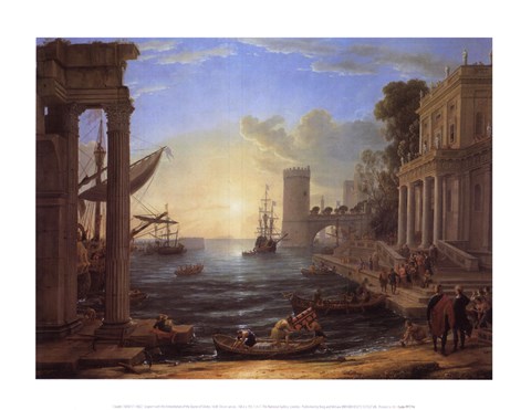 Framed Seaport with Embarkation of the Queen of Sheba Print