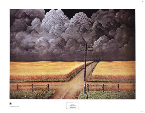 Framed Gray and Gold Print