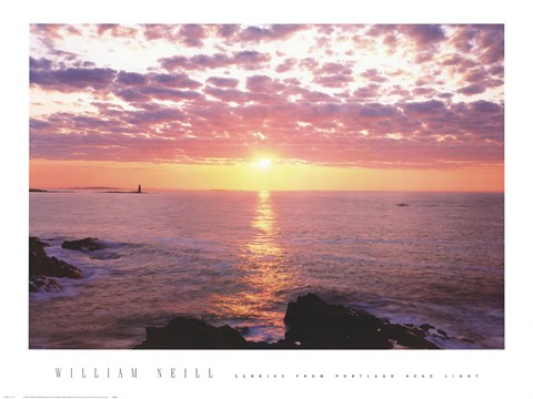 Framed Sunrise from Portland Head Light Print