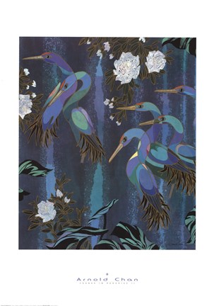 Framed Cranes in Paradise II Print