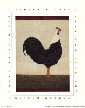 Framed Rooster Facing East Print