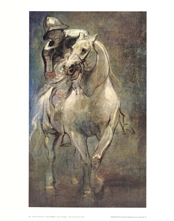 Framed Soldier on Horseback Print