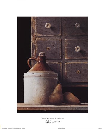 Framed Spice Chest and Pears Print